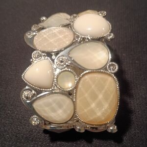Elegant Silver and Cream Women's Bracelet